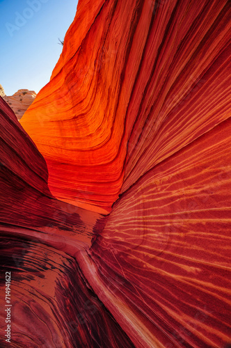 Early morning light on The Wave sandstone formation, Coyote Buttes North, Vermilion Cliffs National Monument, Arizona, USA. photo