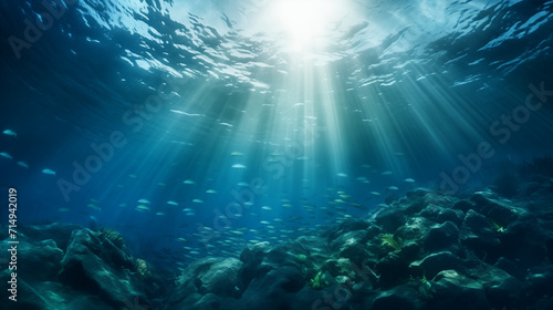 Sea or ocean underwater deep nature background , Ai generated image © Trendy Motion