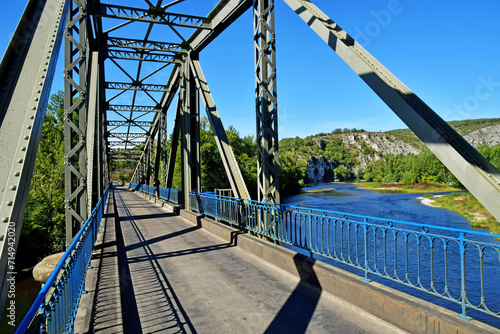 Lacave; France - october 7 2023 : steel bridge