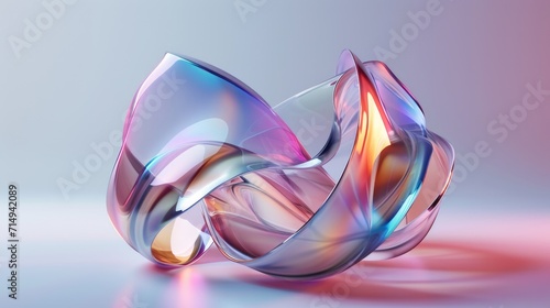 Abstract pink and blue 3D shapes in space © Julia Jones
