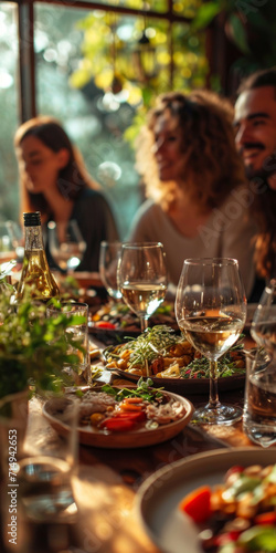 Gruppe von Freunden beim Abendessen