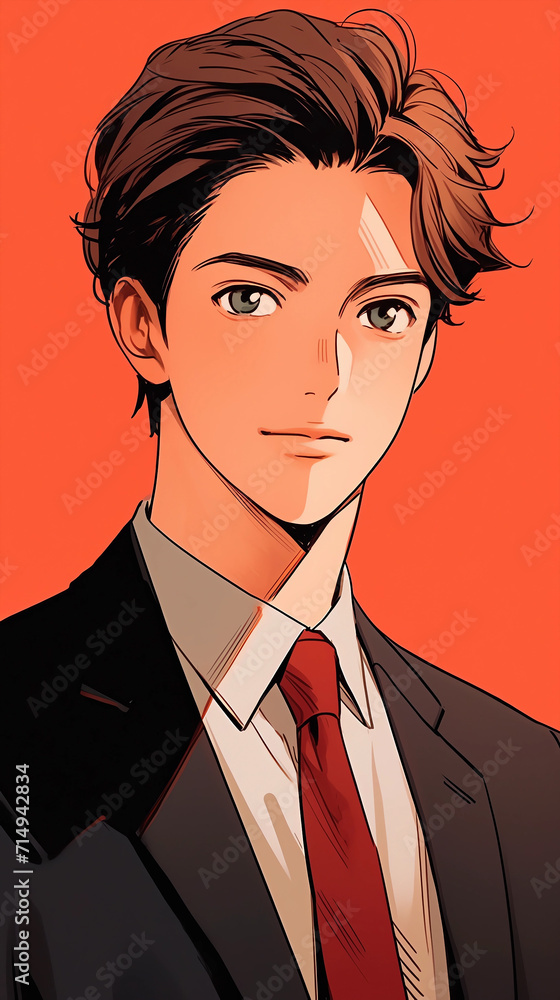 Hand drawn cartoon illustration of handsome boy in suit
Hand drawn cartoon illustration of handsome boy in suit