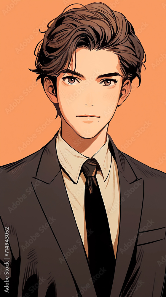 Hand drawn cartoon illustration of handsome boy in suit
Hand drawn cartoon illustration of handsome boy in suit