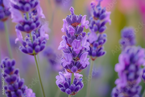 An intimate shot capturing the intricate details of blooming lavender flowers