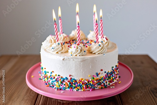Birthday Cake with Candles and Sprinkles Generative AI