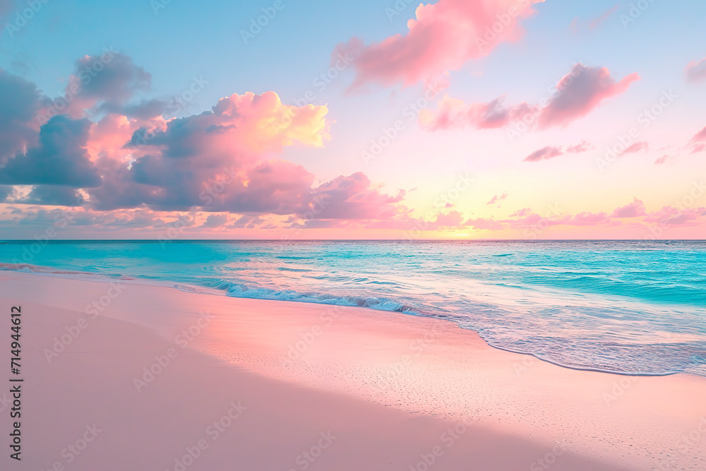 The sunset on the beach. Generative AI