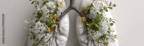 White Lung with Yellow Flowers Generative AI