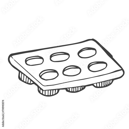 Cake, muffin and biscuit tin outline icon vector illustration. Line pan of circle shape to bake dough of cookie and cupcake in oven, confectionery