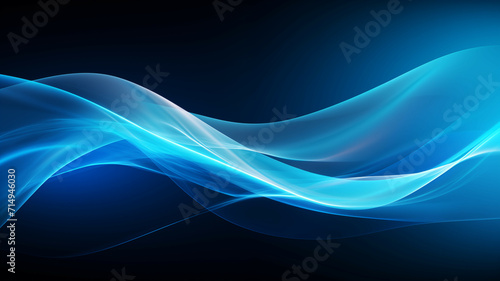 Midnight blue abstract background with luminous waveforms