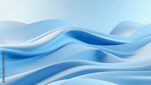 Azure blue abstract background with dynamic silk waves