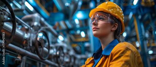 Empowering Female Engineer Monitoring Machinery Progress in a High-Tech Manufacturing Plant
