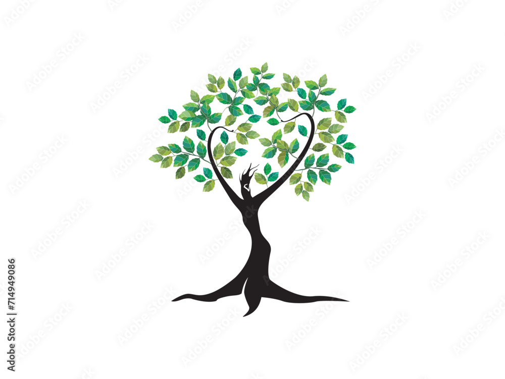 Obraz premium Dryad tree logo. Unique Tree Vector illustration