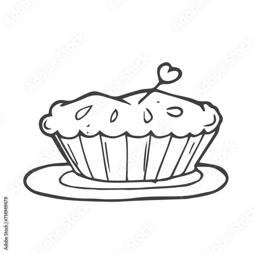 Doodle sketch of pie in vector