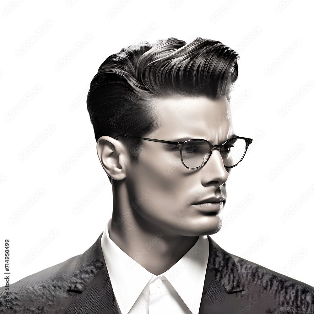 Vintage men's hairstyles on transparent background PNG