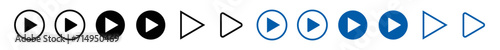 Play button icon. Play symbol set. Player buttons vector. Editable stroke.