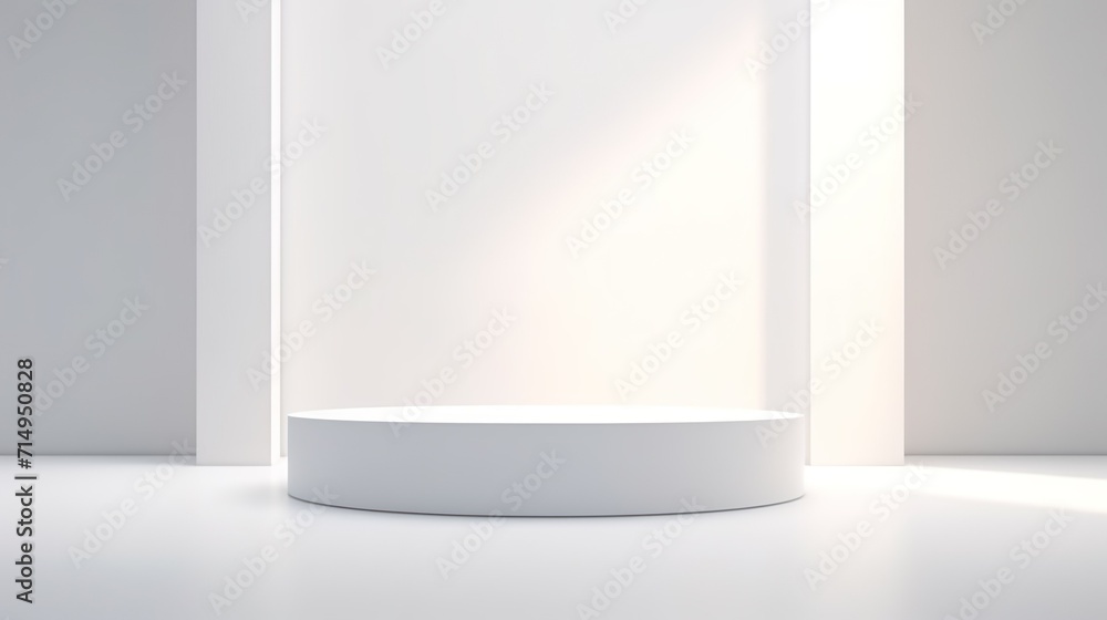 White podium in a white room - obrazy, fototapety, plakaty 