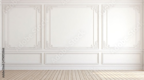 Empty room with white walls and wooden
