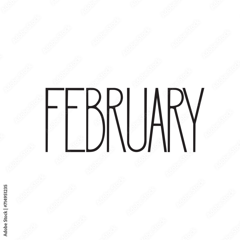 Vector lettering. The isolated word February, hand-written on a transparent background for printing on fabrics, notebooks, stickers, other stationery or clothing, design Vector lettering. The isolated word February, hand-written on a transparent background for printing on fabrics, notebooks, stickers, other stationery or clothing, design