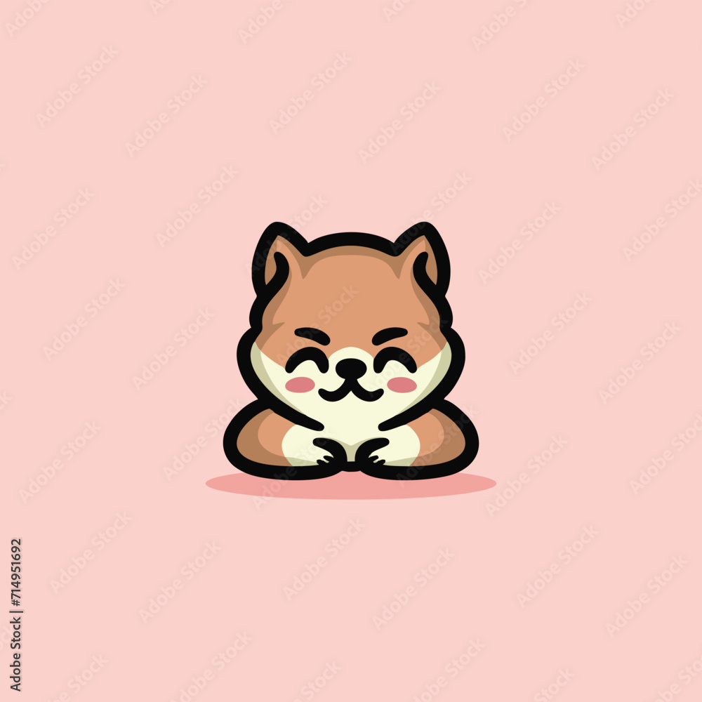 Cute Shiba inu Dog Cartoon Mascot Animal Vector Logo Design illustration Cute Shiba inu Dog Cartoon Mascot Animal Vector Logo Design illustration