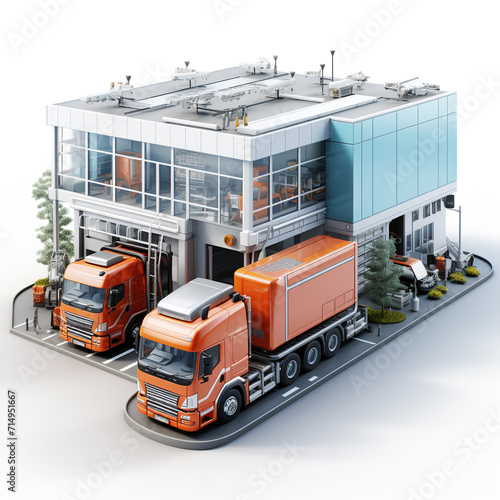 Warehouse factory with truck