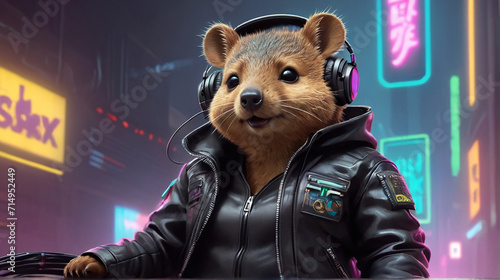 Quokka Synthwave Serenity Down Under by Alex Petruk AI GENERATED