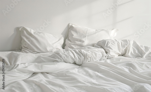 White bedding sheets and pillow background