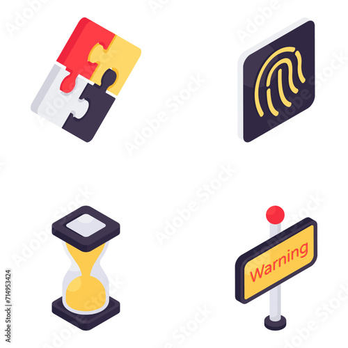 Set of Finance and Management Isometric Icons

