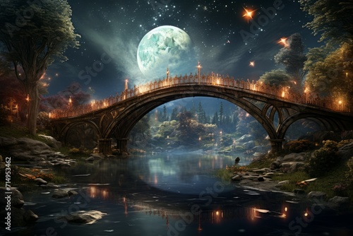 Whimsical starlight bridges in Fantasy - Generative AI #714953462