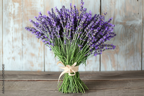 A charming arrangement of lavender stems tied together with a ribbon