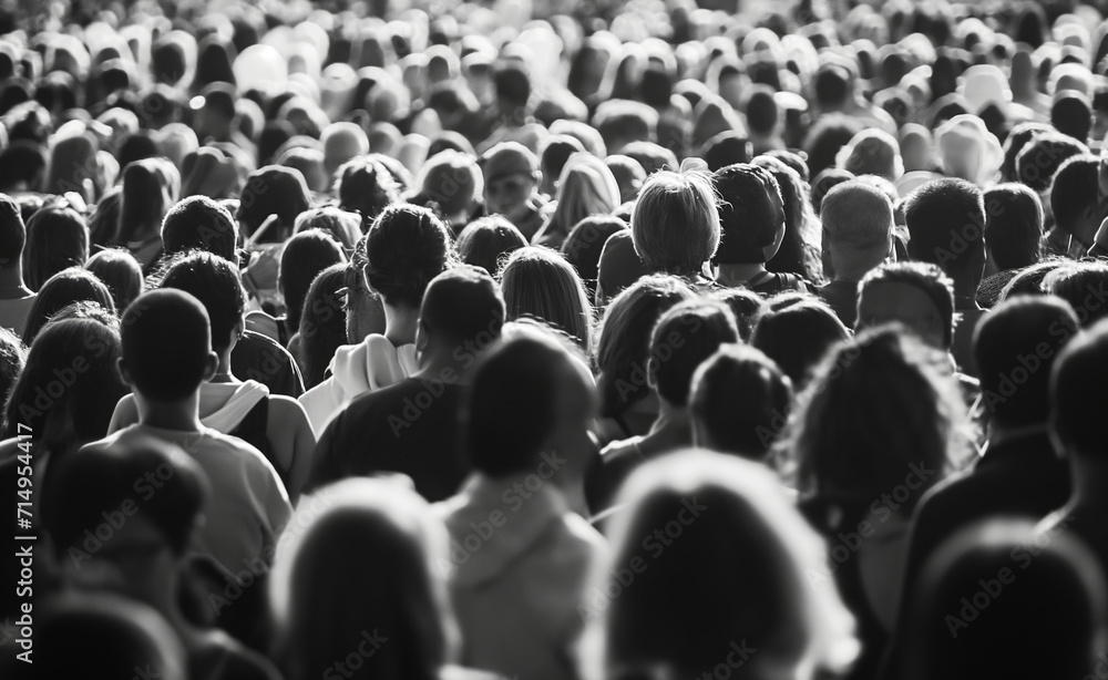 Obraz premium Black and white large crowd of people