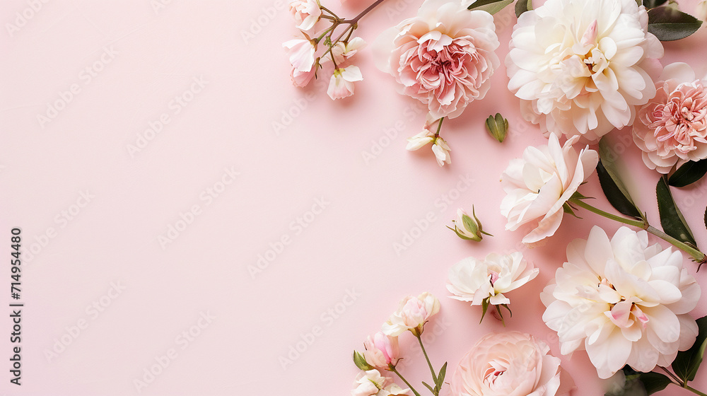 Blush Pink and White floral banner background Blush Pink and White floral banner background