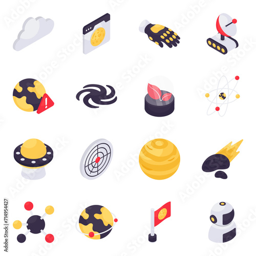 Set of Astronomy Isometric Icons


