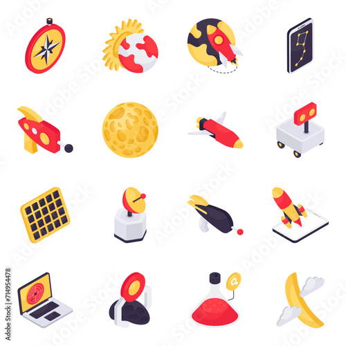 Set of Astrophysics Isometric Icons

