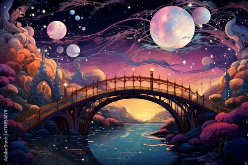 Whimsical starlight bridges in Fantasy - Generative AI #714954679