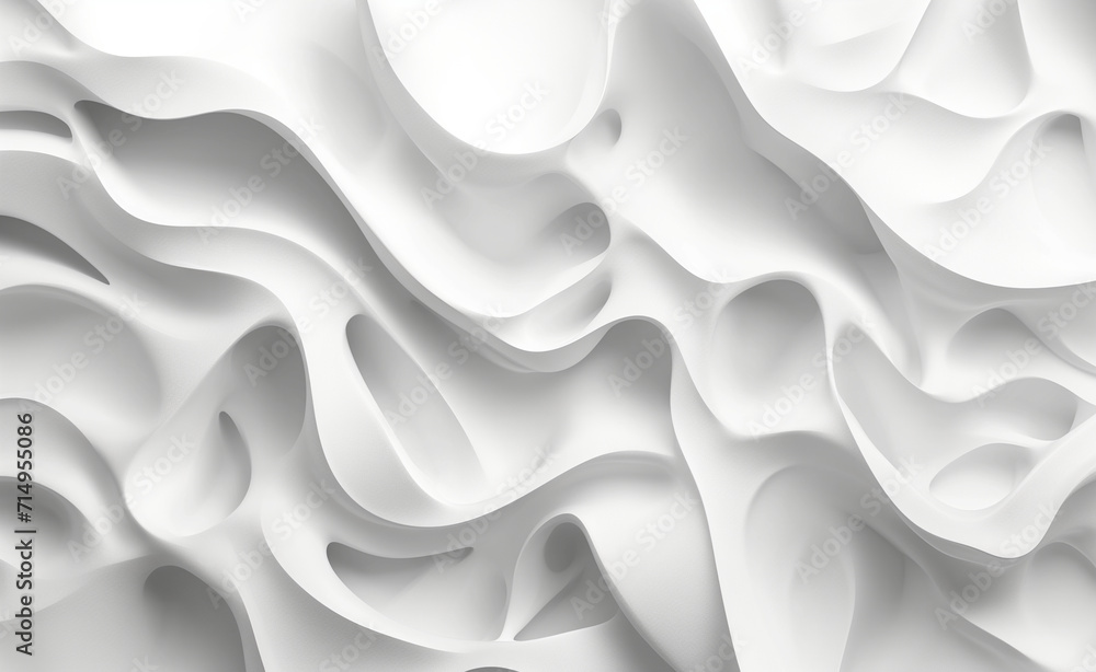 Fototapeta premium Abstract 3d white background, organic shapes seamless pattern texture