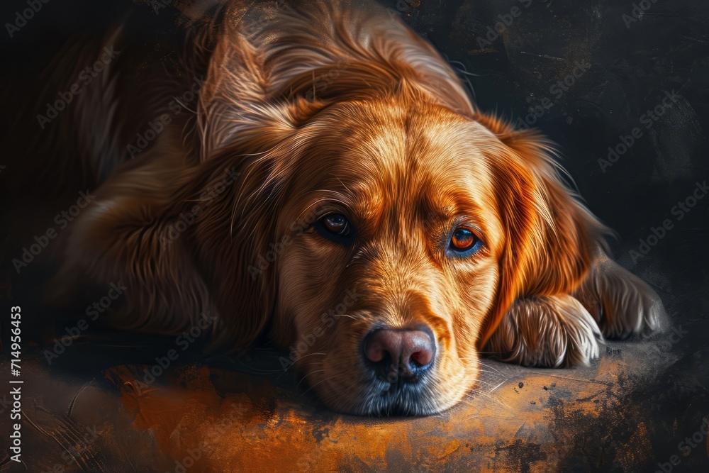 Golden Retriever Dog with Soulful Eyes Portrait
