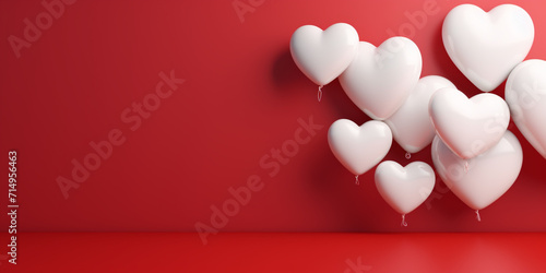 Heart shaped balloons. Illustration for Valentine‘s day card, wedding, engagement, love message, background, invitation card, celebration, Women's day, social media post, web banner, marketing.