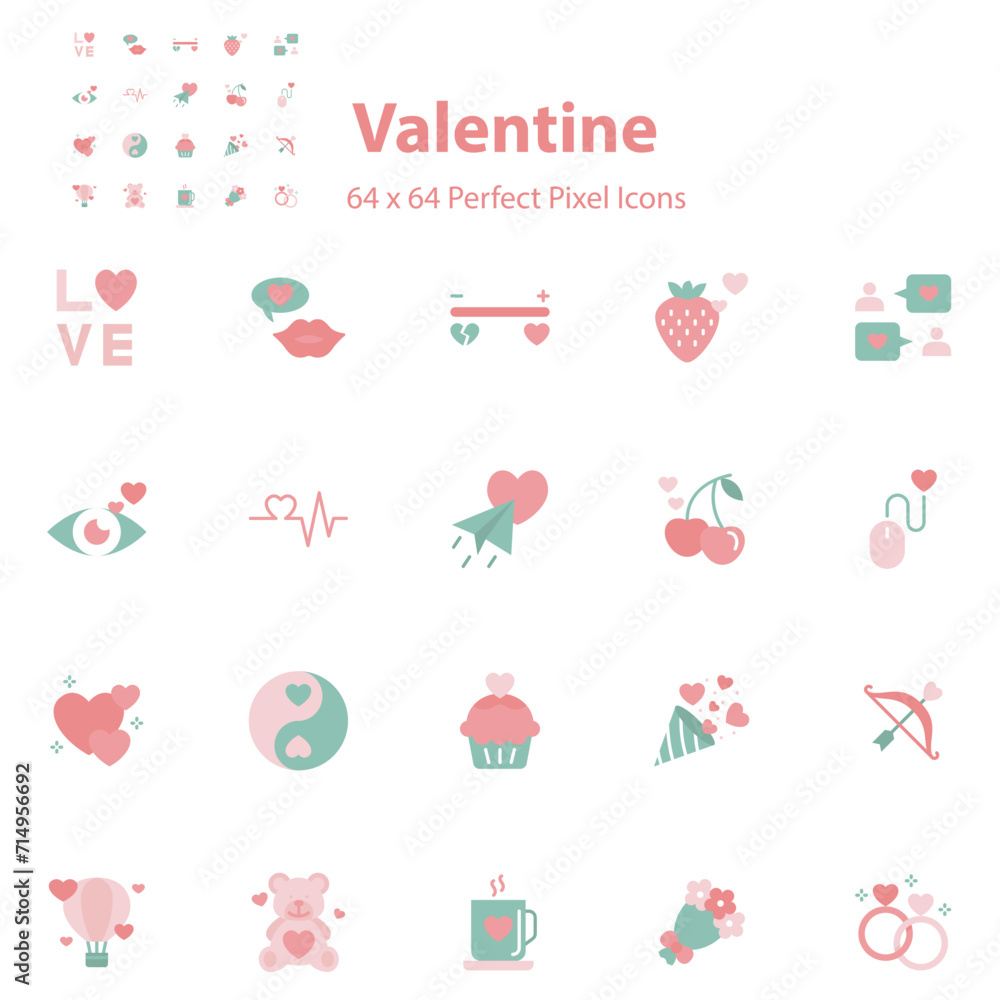 Fototapeta premium set of valentine icons, love and romance