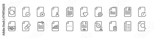 set of paper line icons, document, file,