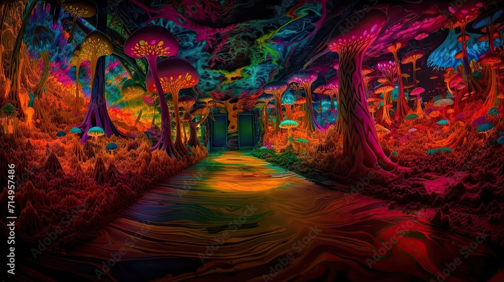 Vibrant Vault: A Room with Psychedelic Visions