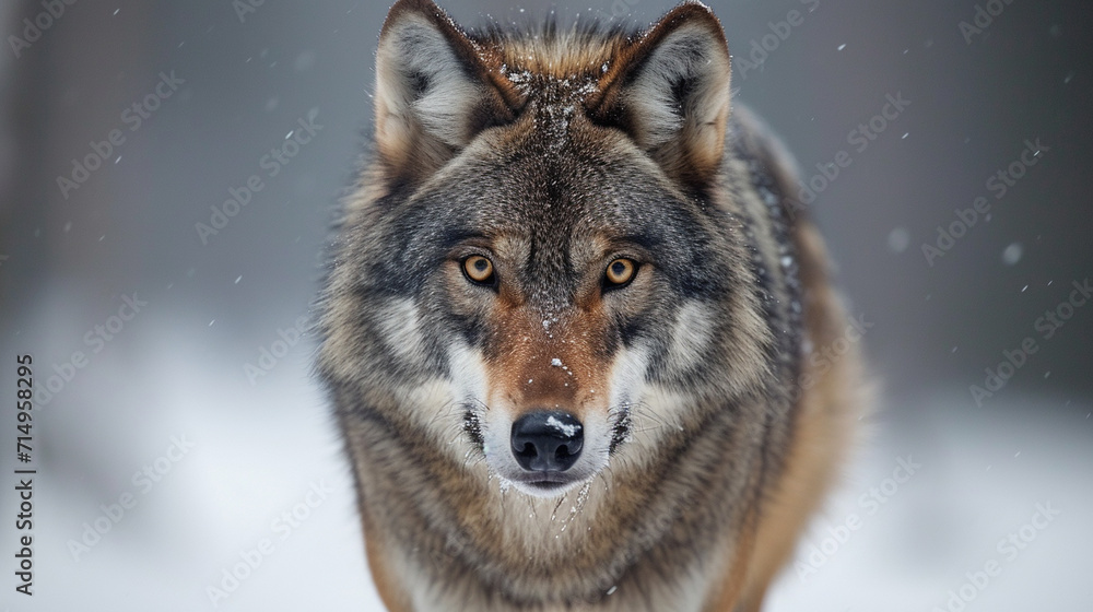 portrait of a beautiful wolf in the forest