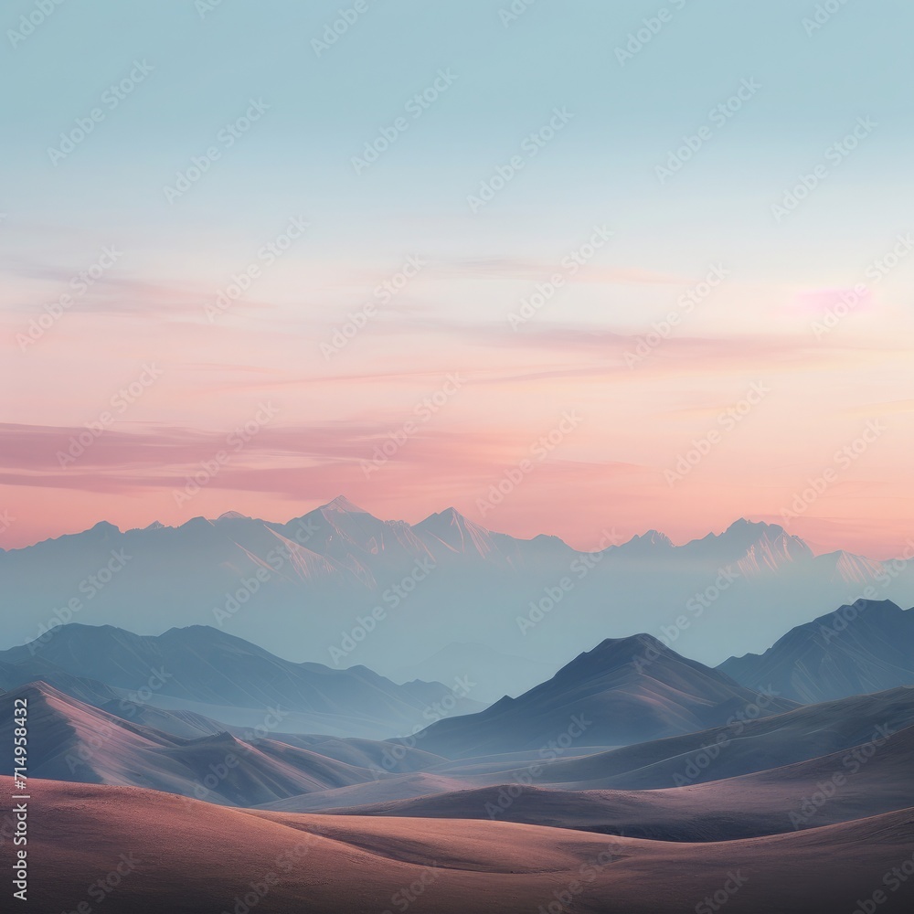 Background with a landscape of mountains at dawn