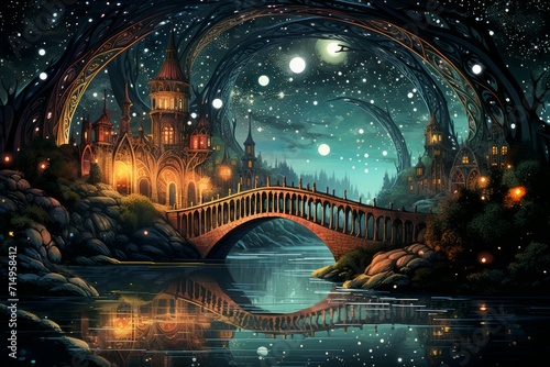 Whimsical starlight bridges in Fantasy - Generative AI #714958412