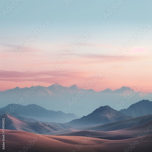 Background with a landscape of mountains at dawn © Dasha_DM