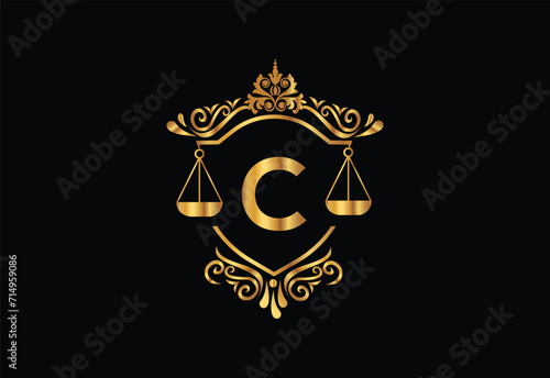 Low firm logo with latter C vector template, Justice logo, Equality, judgement logo vector illustration