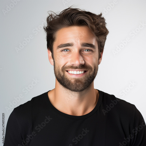 Portrait of a man in a studio with a white background. Business advertisement. 