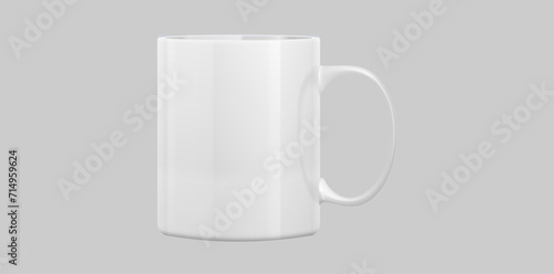 Realistic White Ceramic Mug Vector Illustration.	
