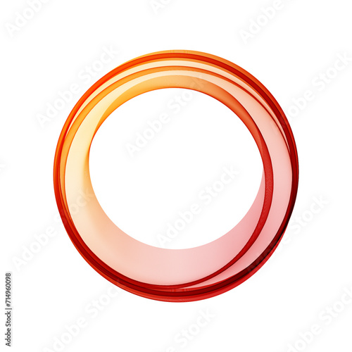 Orange-red lines of a circular wave on a white background,