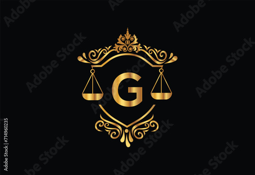 Low firm logo with latter G vector template, Justice logo, Equality, judgement logo vector illustration