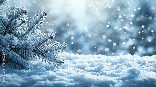 Winter-Themed Season Background. Snowy And Cold Background. With Christmas Trees. Background for Festive Season, Christmas, Winter Season. Snowy Mountain Forest Background